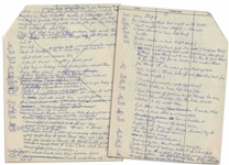 Moe Howard's 6pp. Handwritten Skit, With Curly Joe, Involving a Surgical Operation -- Signed Multiple Times, & With Some Sections Crossed Out -- On Four Sheets of 8.5'' x 11.25'' Paper -- Very Good 